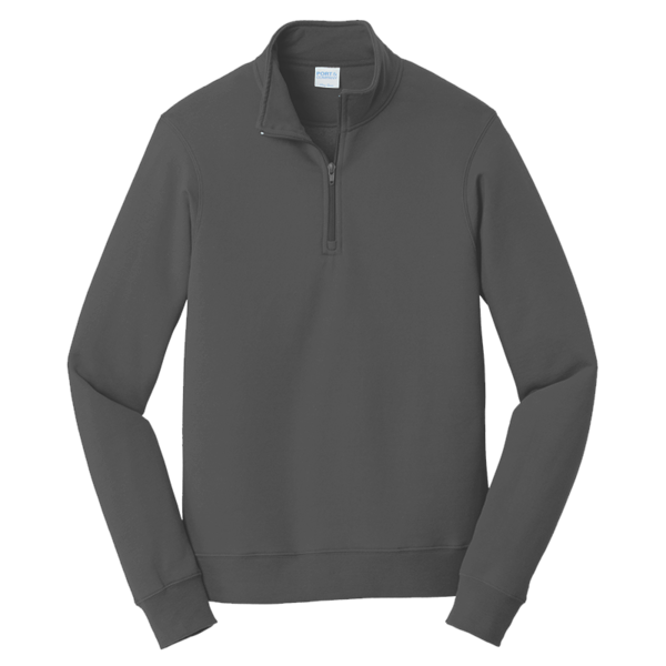Port & Co Fan Favorite Fleece 1/4 Zip Pullover Sweatshirt, Charcoal, Front view
