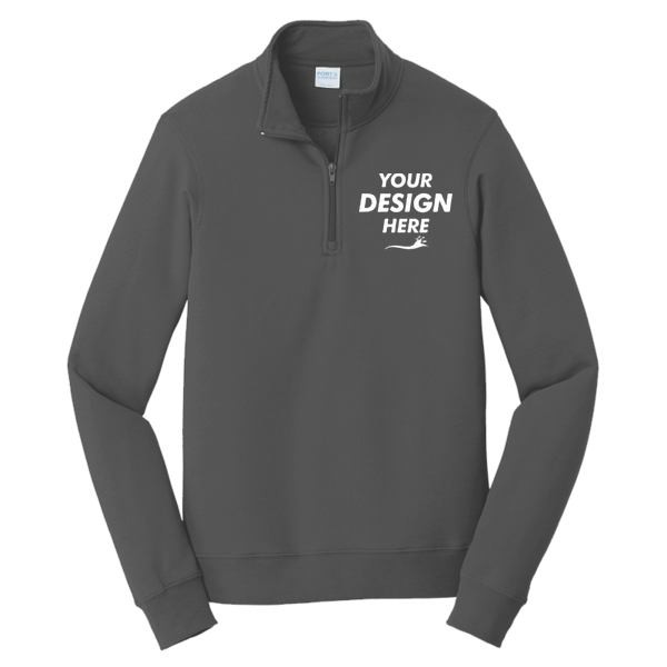 Port & Co Fan Favorite Fleece 1/4 Zip Pullover Sweatshirt, Charcoal, Front view, Mockup