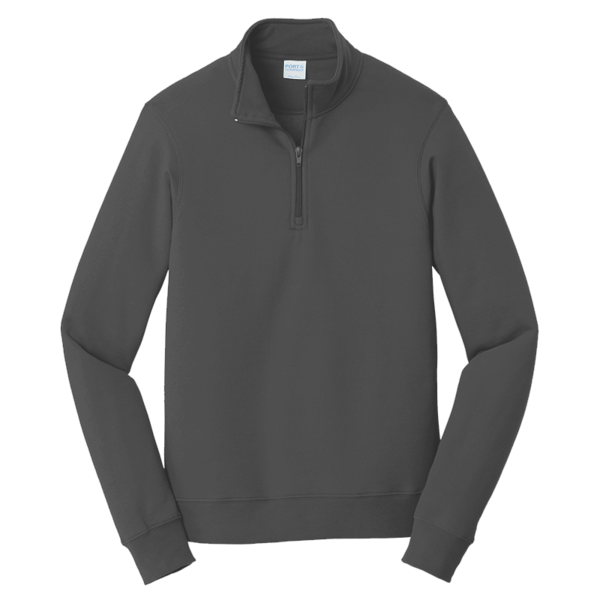 Port & Co Fan Favorite Fleece 1/4 Zip Pullover Sweatshirt, Dark Heather Grey, Front view
