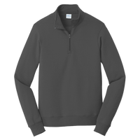 Port & Co Fan Favorite Fleece 1/4 Zip Pullover Sweatshirt, Dark Heather Grey, Front view