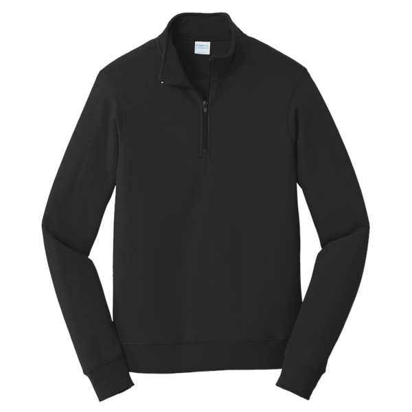 Port & Co Fan Favorite Fleece 1/4 Zip Pullover Sweatshirt, Jet Black, Front view