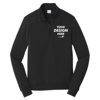 Port & Co Fan Favorite Fleece 1/4 Zip Pullover Sweatshirt, Jet Black, Front view, Mockup