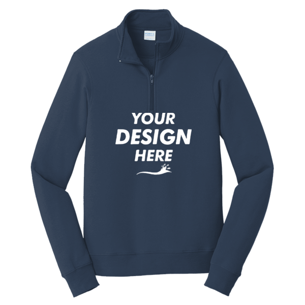 Port & Co Fan Favorite Fleece 1/4 Zip Pullover Sweatshirt, Team Navy, Front view, Mockup