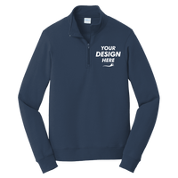 Port & Co Fan Favorite Fleece 1/4 Zip Pullover Sweatshirt, Team Navy, Front view, Mockup