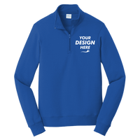 Port & Co Fan Favorite Fleece 1/4 Zip Pullover Sweatshirt, True Royal, Front view, Mockup