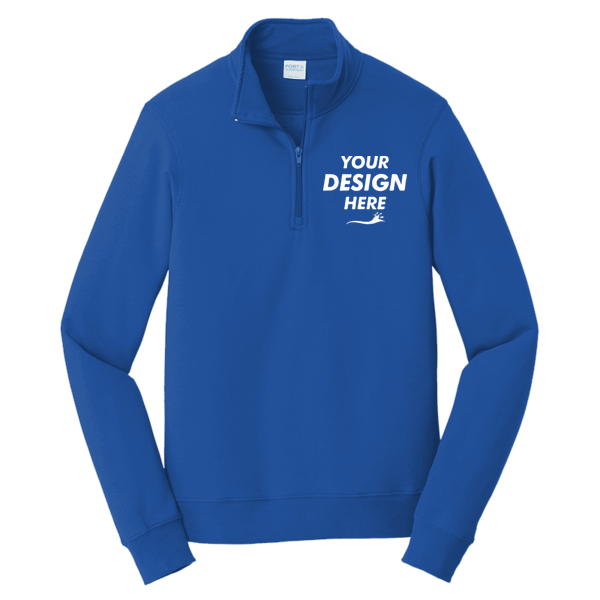 Port & Co Fan Favorite Fleece 1/4 Zip Pullover Sweatshirt, True Royal, Front view, Mockup