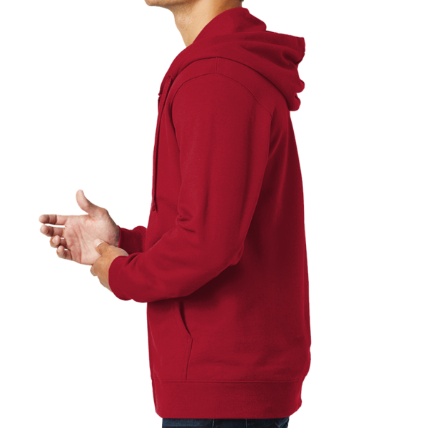 Port & Co Fan Favorite Fleece Full Zip Hooded Sweatshirt, Bright Red, Left view