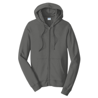 Port & Co Fan Favorite Fleece Full Zip Hooded Sweatshirt, Charcoal, Front view