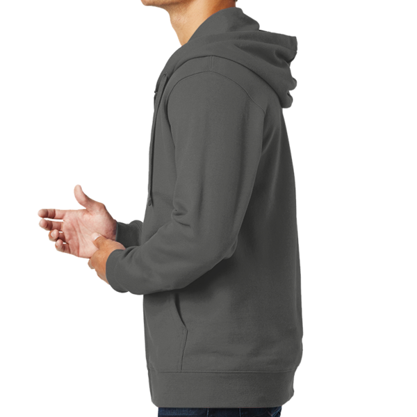 Port & Co Fan Favorite Fleece Full Zip Hooded Sweatshirt, Charcoal, Left view
