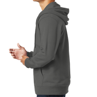 Port & Co Fan Favorite Fleece Full Zip Hooded Sweatshirt, Charcoal, Left view