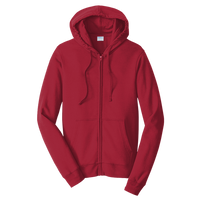 Port & Co Fan Favorite Fleece Full Zip Hooded Sweatshirt, Team Cardinal, Front view