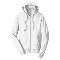 Port & Co Fan Favorite Fleece Full Zip Hooded Sweatshirt, White, Front view