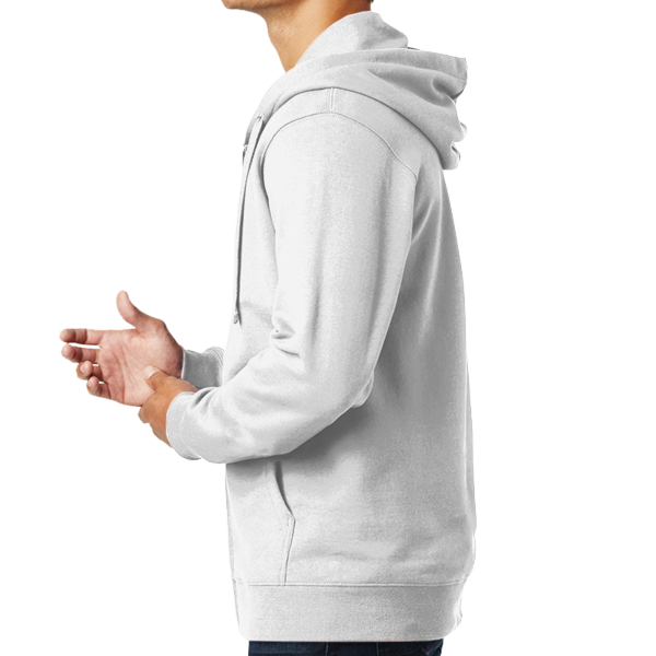 Port & Co Fan Favorite Fleece Full Zip Hooded Sweatshirt, White, Left view
