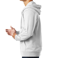 Port & Co Fan Favorite Fleece Full Zip Hooded Sweatshirt, White, Left view