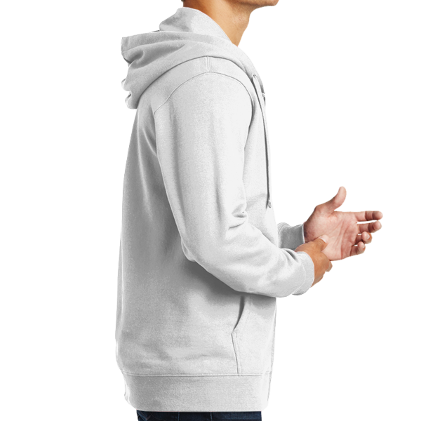 Port & Co Fan Favorite Fleece Full Zip Hooded Sweatshirt, White, Right view