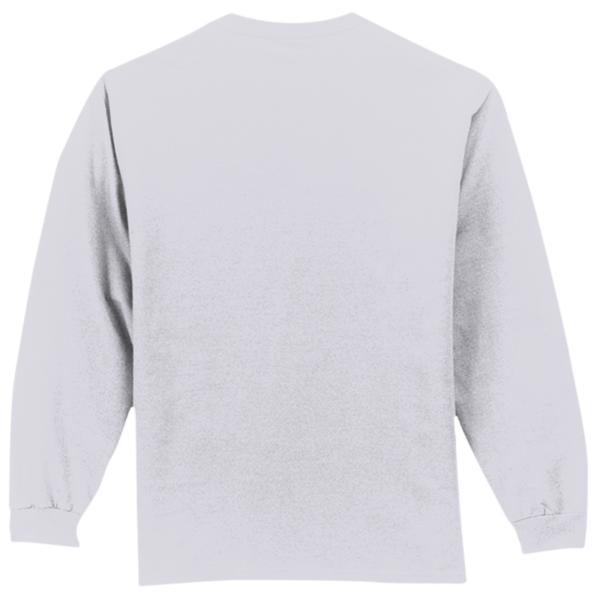 Port & Co Long Sleeve Essential Pocket Tee, Ash, Back view