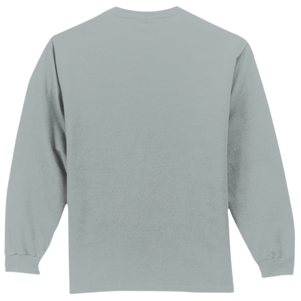 Port & Co Long Sleeve Essential Pocket Tee, Athletic Heather, Back view