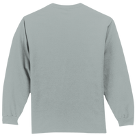 Port & Co Long Sleeve Essential Pocket Tee, Athletic Heather, Back view