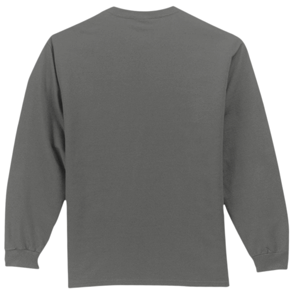 Port & Co Long Sleeve Essential Pocket Tee, Charcoal, Back view