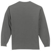 Port & Co Long Sleeve Essential Pocket Tee, Charcoal, Back view