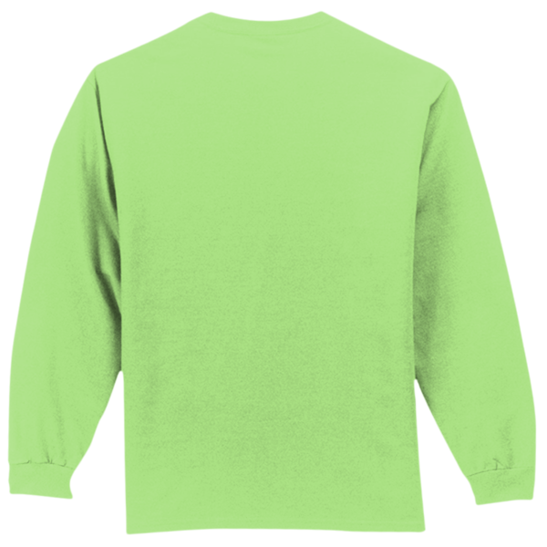Port & Co Long Sleeve Essential Pocket Tee, Lime, Back view