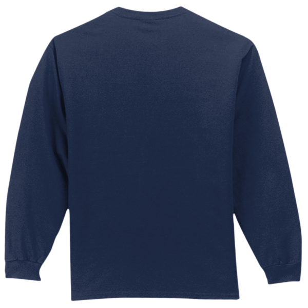 Port & Co Long Sleeve Essential Pocket Tee, Navy, Back view