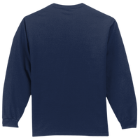 Port & Co Long Sleeve Essential Pocket Tee, Navy, Back view