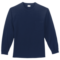 Port & Co Long Sleeve Essential Pocket Tee, Navy, Front view