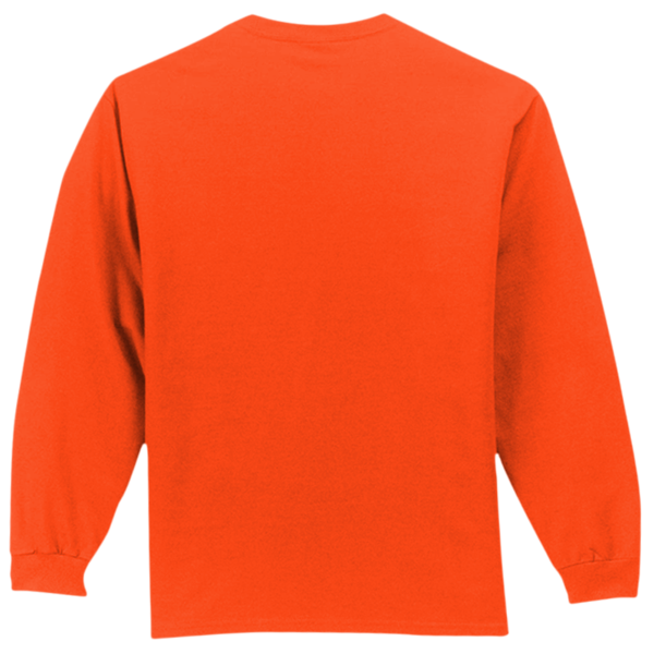 Port & Co Long Sleeve Essential Pocket Tee, Orange, Back view