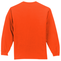Port & Co Long Sleeve Essential Pocket Tee, Orange, Back view