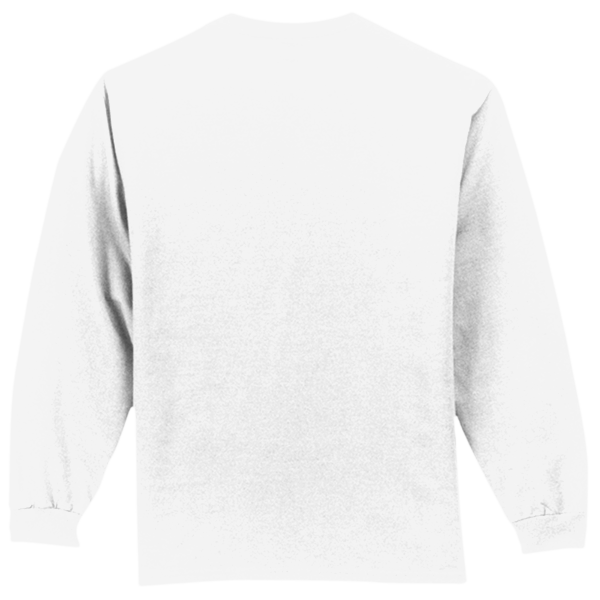 Port & Co Long Sleeve Essential Pocket Tee, White, Back view