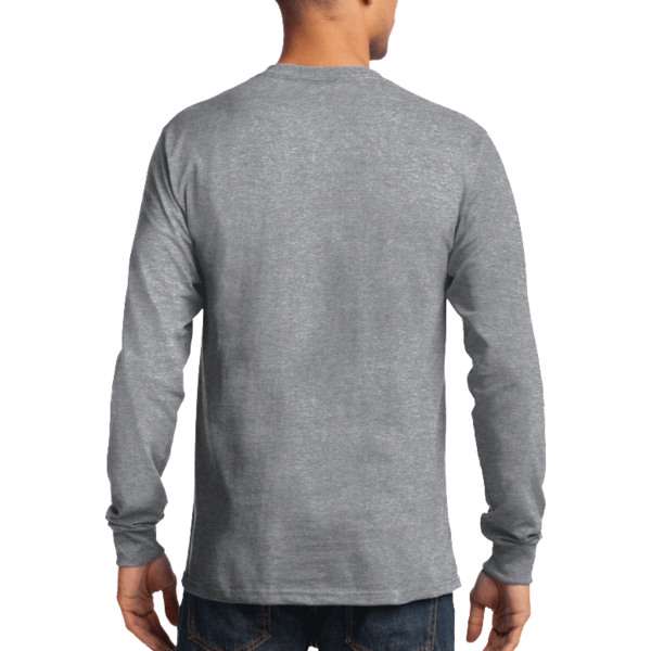 Port & Co Long Sleeve Essential Tee, Athletic Heather, Back view