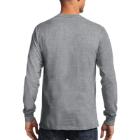 Port & Co Long Sleeve Essential Tee, Athletic Heather, Back view