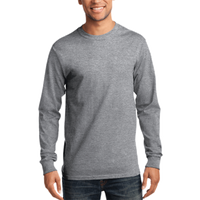 Port & Co Long Sleeve Essential Tee, Athletic Heather, Front view