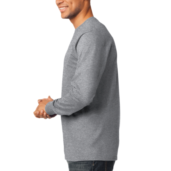 Port & Co Long Sleeve Essential Tee, Athletic Heather, Left Sleeve view