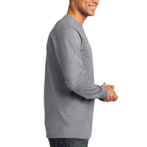 Port & Co Long Sleeve Essential Tee, Athletic Heather, Right Sleeve view