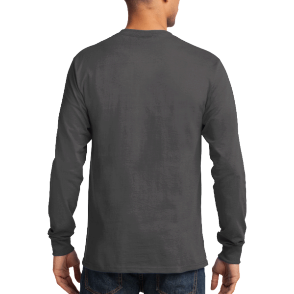 Port & Co Long Sleeve Essential Tee, Charcoal, Back view
