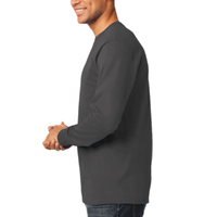 Port & Co Long Sleeve Essential Tee, Charcoal, Left Sleeve view