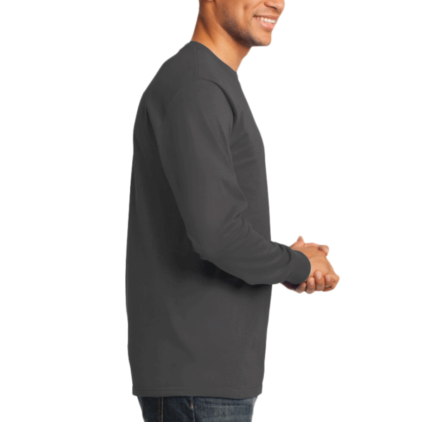 Port & Co Long Sleeve Essential Tee, Charcoal, Right Sleeve view