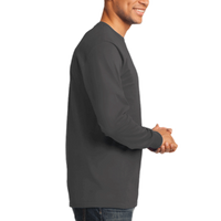 Port & Co Long Sleeve Essential Tee, Charcoal, Right Sleeve view