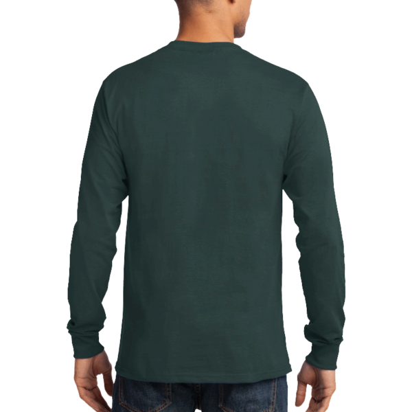Port & Co Long Sleeve Essential Tee, Dark Green, Back view