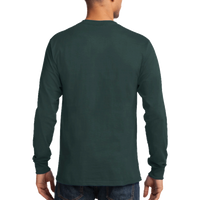 Port & Co Long Sleeve Essential Tee, Dark Green, Back view