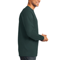 Port & Co Long Sleeve Essential Tee, Dark Green, Right Sleeve view