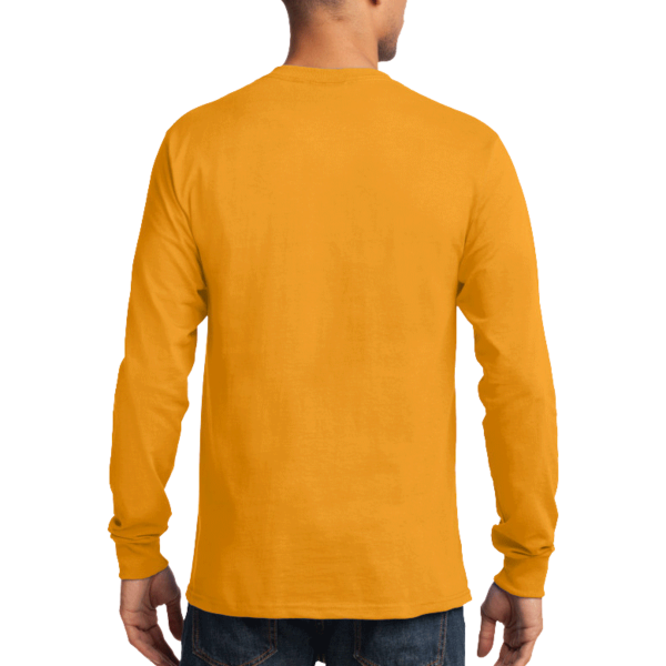 Port & Co Long Sleeve Essential Tee, Gold, Back view