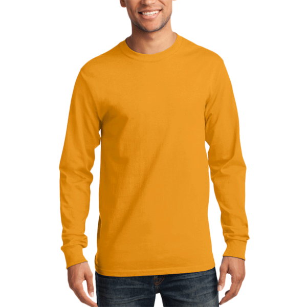 Port & Co Long Sleeve Essential Tee, Gold, Front view