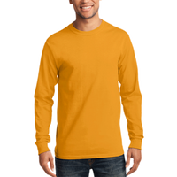 Port & Co Long Sleeve Essential Tee, Gold, Front view