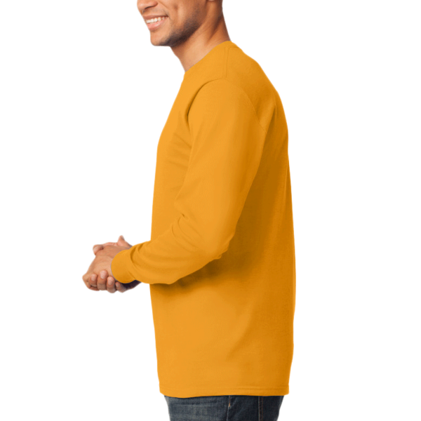 Port & Co Long Sleeve Essential Tee, Gold, Left Sleeve view