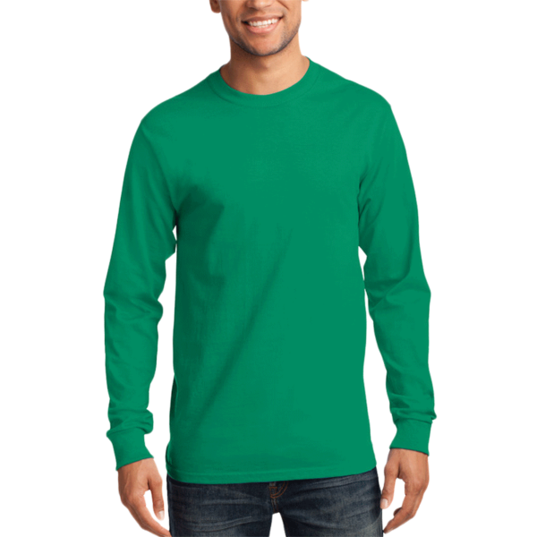 Port & Co Long Sleeve Essential Tee, Kelly, Front view