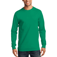 Port & Co Long Sleeve Essential Tee, Kelly, Front view