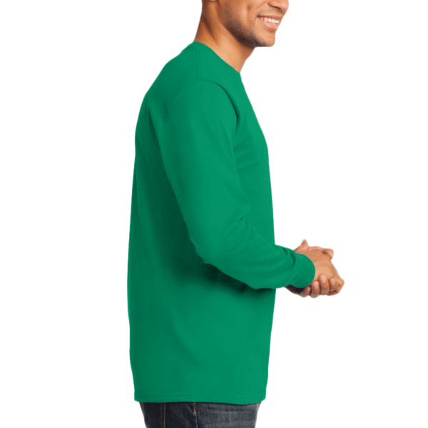 Port & Co Long Sleeve Essential Tee, Kelly, Right Sleeve view